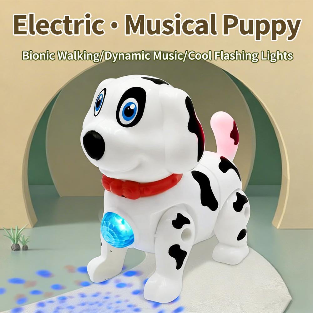 Line Follower Robot - 電動歩行ロボット犬のおもちゃ、紐を引くとダルメーションの子犬が現れる、LEDライトと音楽付き、ペット、子供、幼児、女の子への誕生日プレゼント