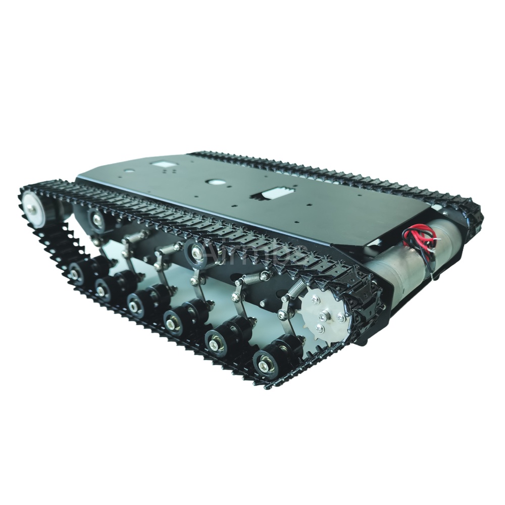 Tracked Robot Chassis - 12KG 実際の負荷金属サスペンションクローラータンクシャーシ衝撃吸収ロボットカーキャタピラー 2WD DC 12V モーター付き