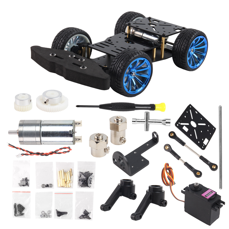 Robot Chassis - 金属製サーボベアリングキット付きサーボロボット車,4wdシャーシ,スマートカーアクセサリー,arduinoカープラットフォーム,ギアコントロール,4輪,DIY