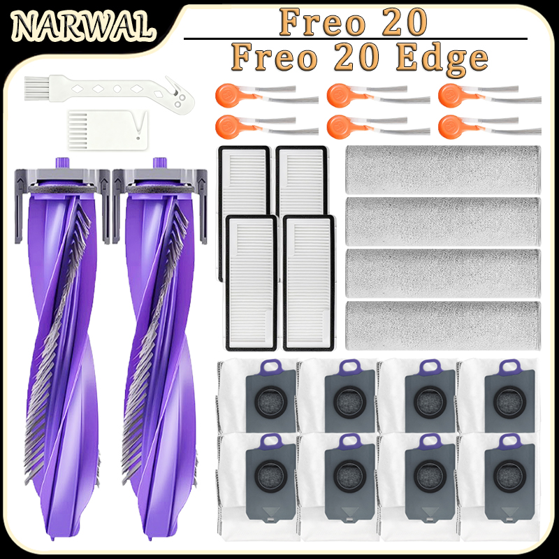 Robot Track - NARWAL Freo 20/Freo 20 Edge ロボット掃除機用アクセサリー：メインブラシ、サイドブラシ、モップクロス、HEPAフィルター、ダストバッグ、交換部品