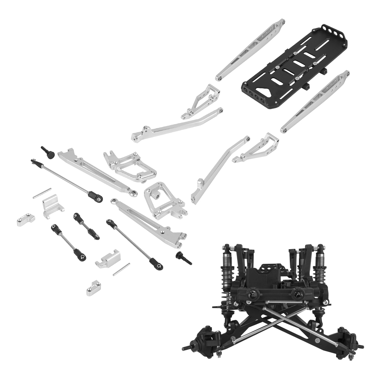 Servo Kit - 12x 1/10アルミニウムフロントアクスルサスペンションキット,scx10 iiツインビーム,2wd,90046 rc,クローラー車90047,axi90104,アップグレード部品