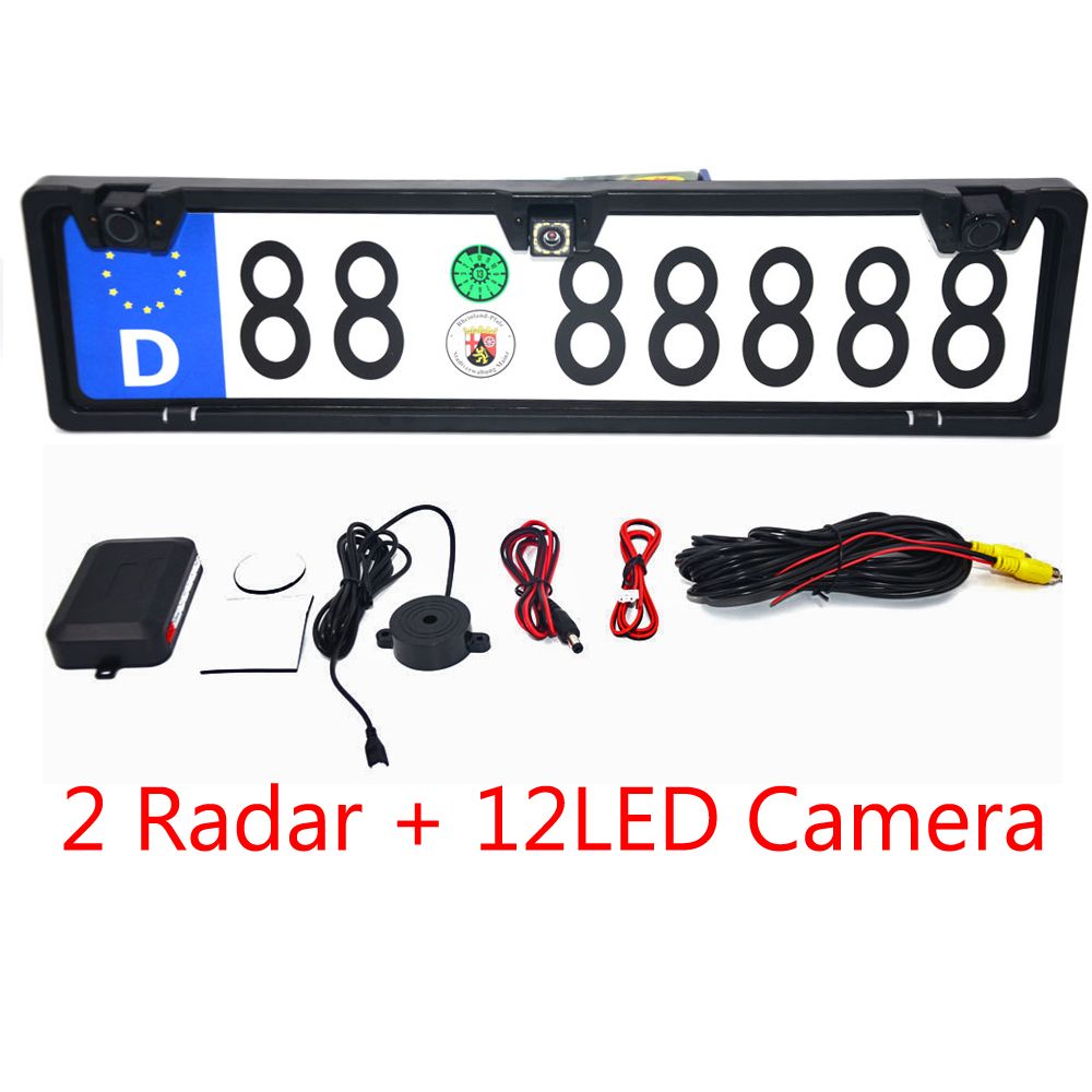 Infrared Obstacle Sensor - EU欧州仕様の自動車用ナンバープレートフレーム。170度の広角夜間撮影機能を備えた後方カメラ。2つの視覚的な後方警戒レーダーを搭載。