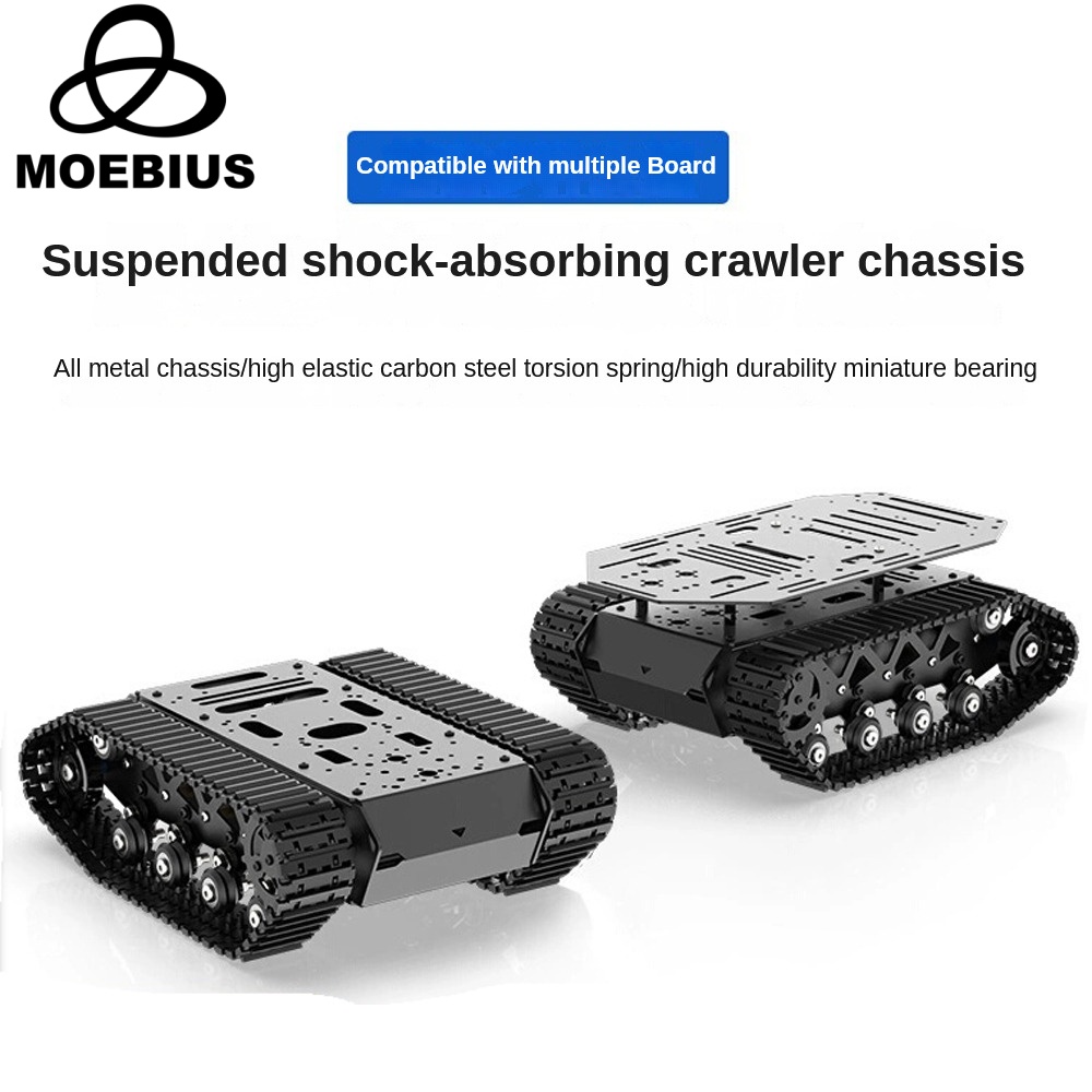 Tracked Robot Chassis - 衝撃吸収金属タンクシャーシ,サスペンション付き,コーディングエンジン,arduino用インテリジェントカー,ペイロード10kg