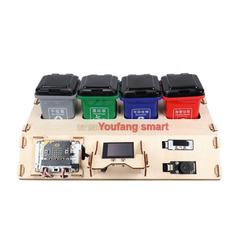 Microbit Robot - AI廃棄物分類ロボットキット、マイクロ用オーディオブロードキャスト付き分類: ビットv2.2、DIYオープンソース