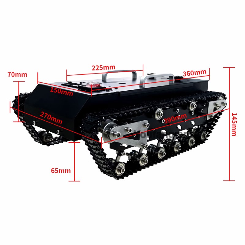 30kg積載RCタンクシャーシ、金属製トラック、12V DC - Tracked Robot Chassis のレビューと価格