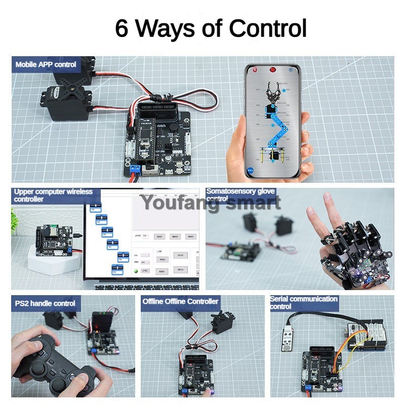 6チャンネルPWMサーボと4チャンネルバスサーボコントローラ - Robot Arm Kit のレビューと価格