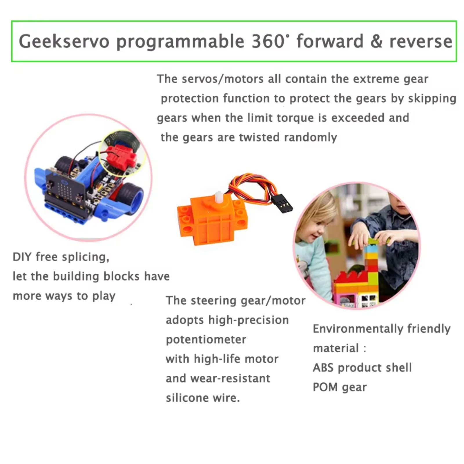 Geekservo 360度連続回転サーボモーター4個。ブロ - Microbit Robot のレビューと価格