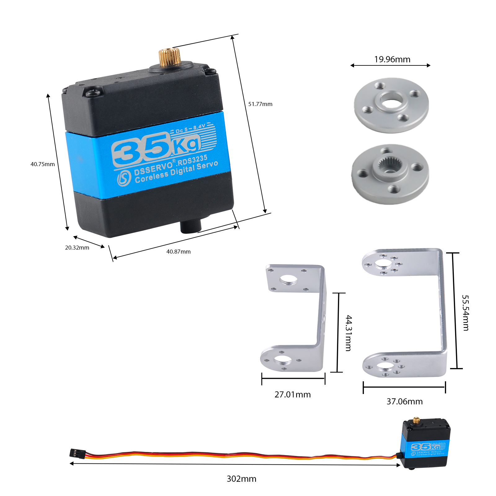 RDS3235 デジタルサーボモーター 35KG コアレスモ - Servo Bracket のレビューと価格