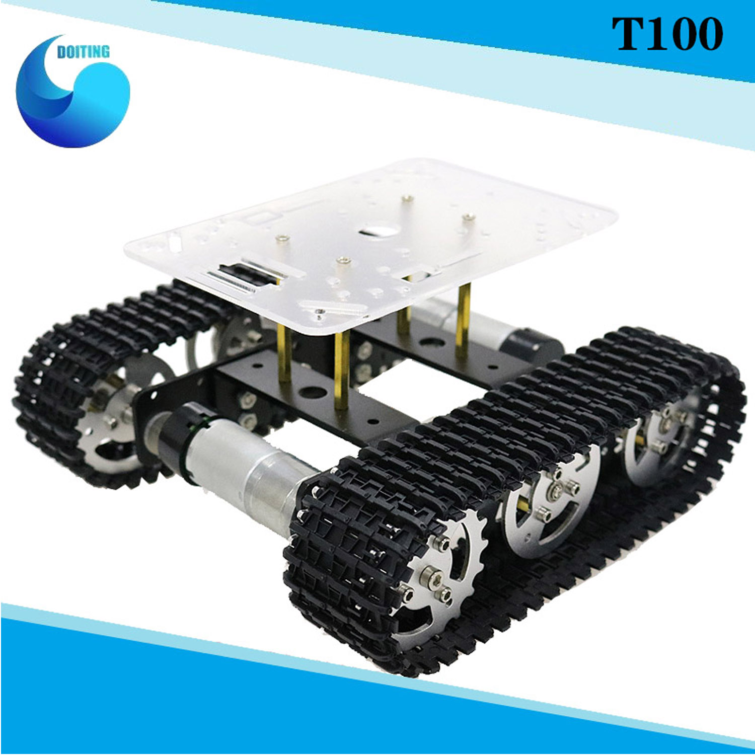 RC メタルロボットタンクカーシャーシミニ T100 クロー - Tracked Robot Chassis のレビューと価格