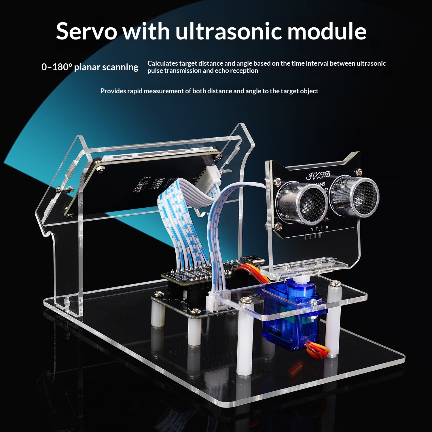 超音波センサー搭載レーダースキャナーDIYキット。0～180 - Servo Kit のレビューと価格